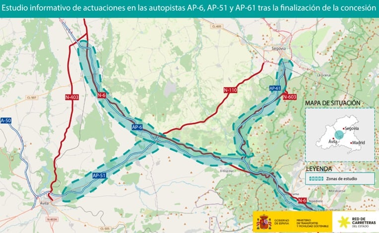 Transportes adjudica un estudio para liberalizar las autopistas AP-6, AP-51 y AP-61