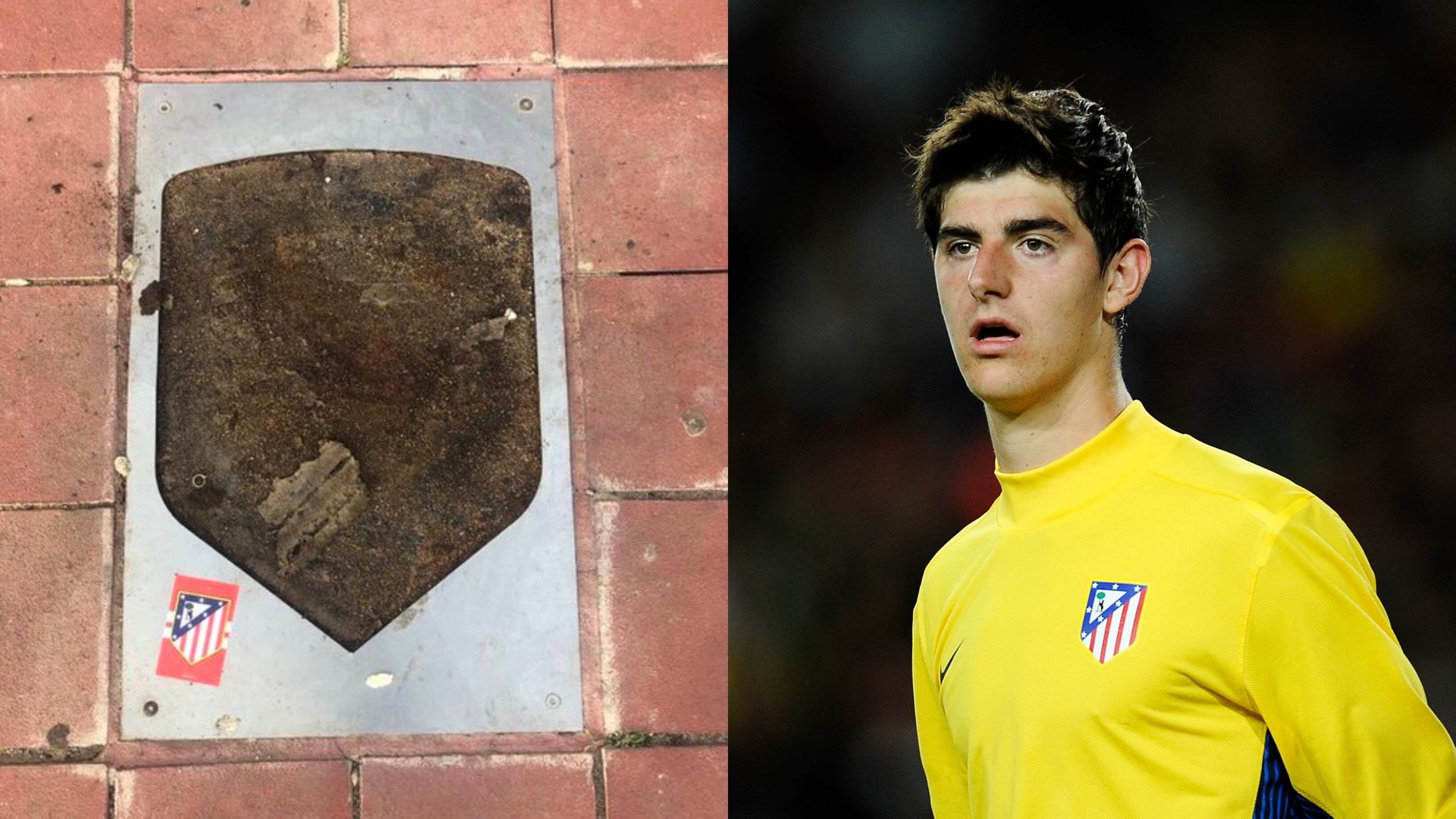 La placa de Thibaut Courtois en el Paseo de las Leyendas tras ser arrancada