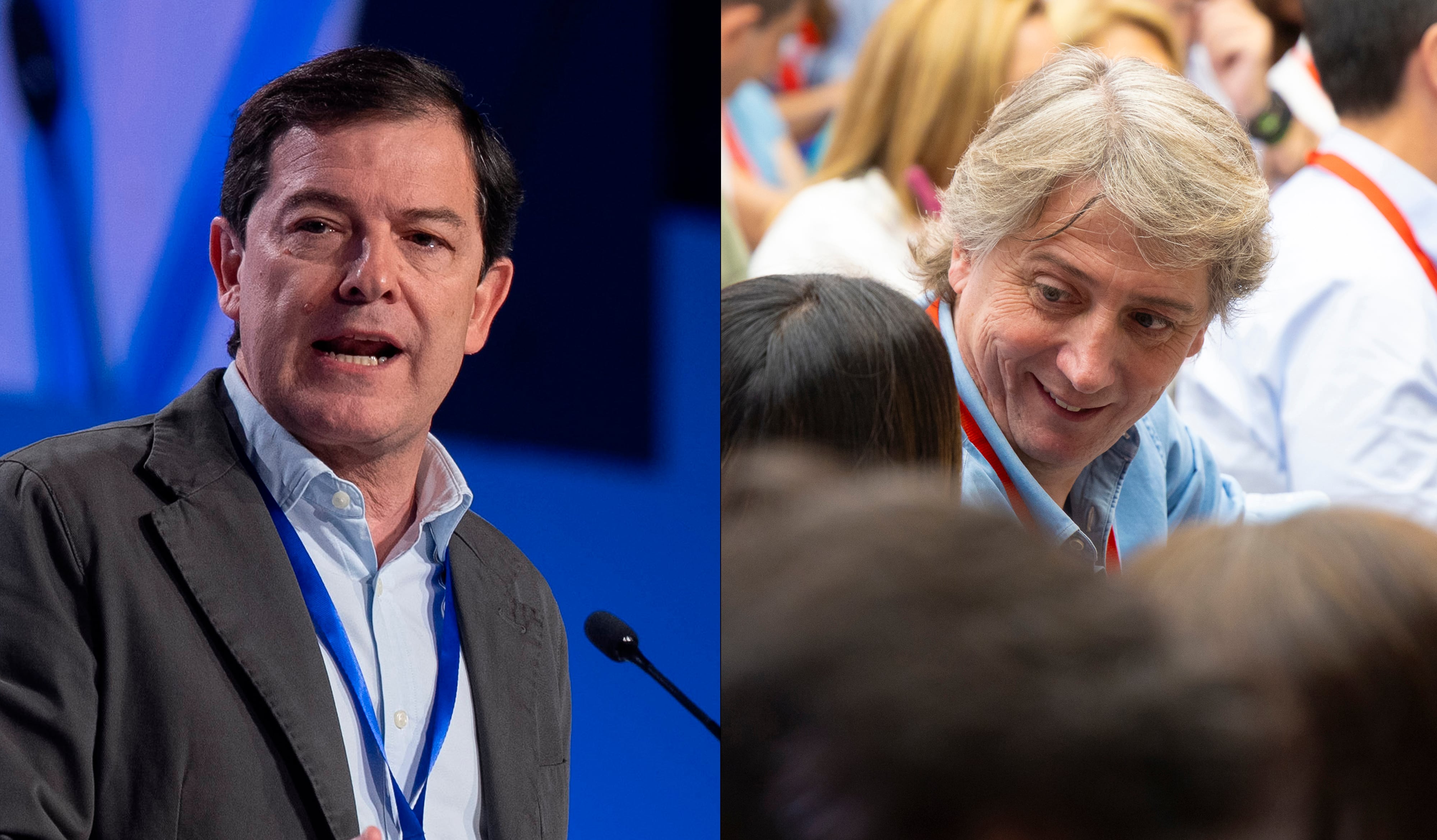 El presidente de la Junta y del PP Castilla y León, Alfonso Fernández Mañueco, y el secretario general del PSOE Castilla y León, Carlos Martínez | Fuente: Partido Popular y Agencia ICAL