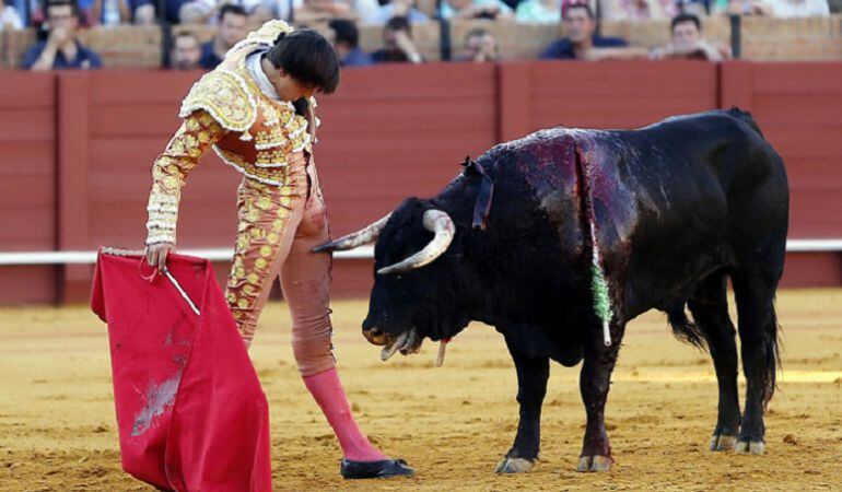 Roca Rey, durante su actuación del pasado año, aún como novillero, en la plaza de toros de Sevilla