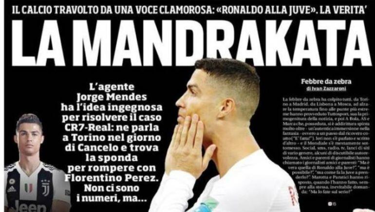 Mandrakata, la gran idea. Corriere dello Sport ya imagina a Cristiano Ronaldo vestido con la camiseta de la Juve