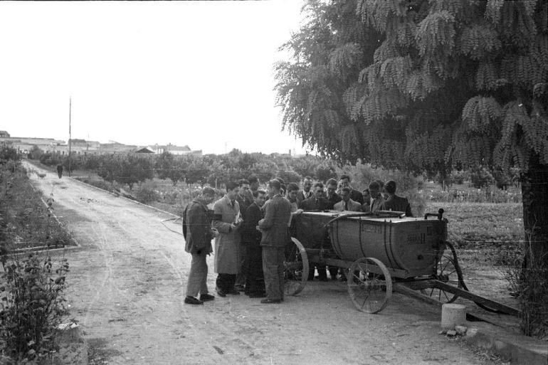 Trabajos en los orígenes del IVIA. (Foto del archivo del IVIA) 