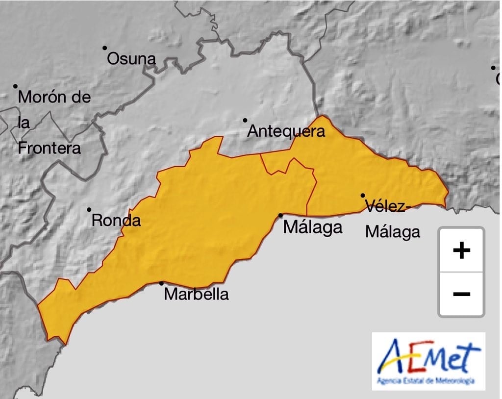 Aviso naranja en la provincia de Málaga