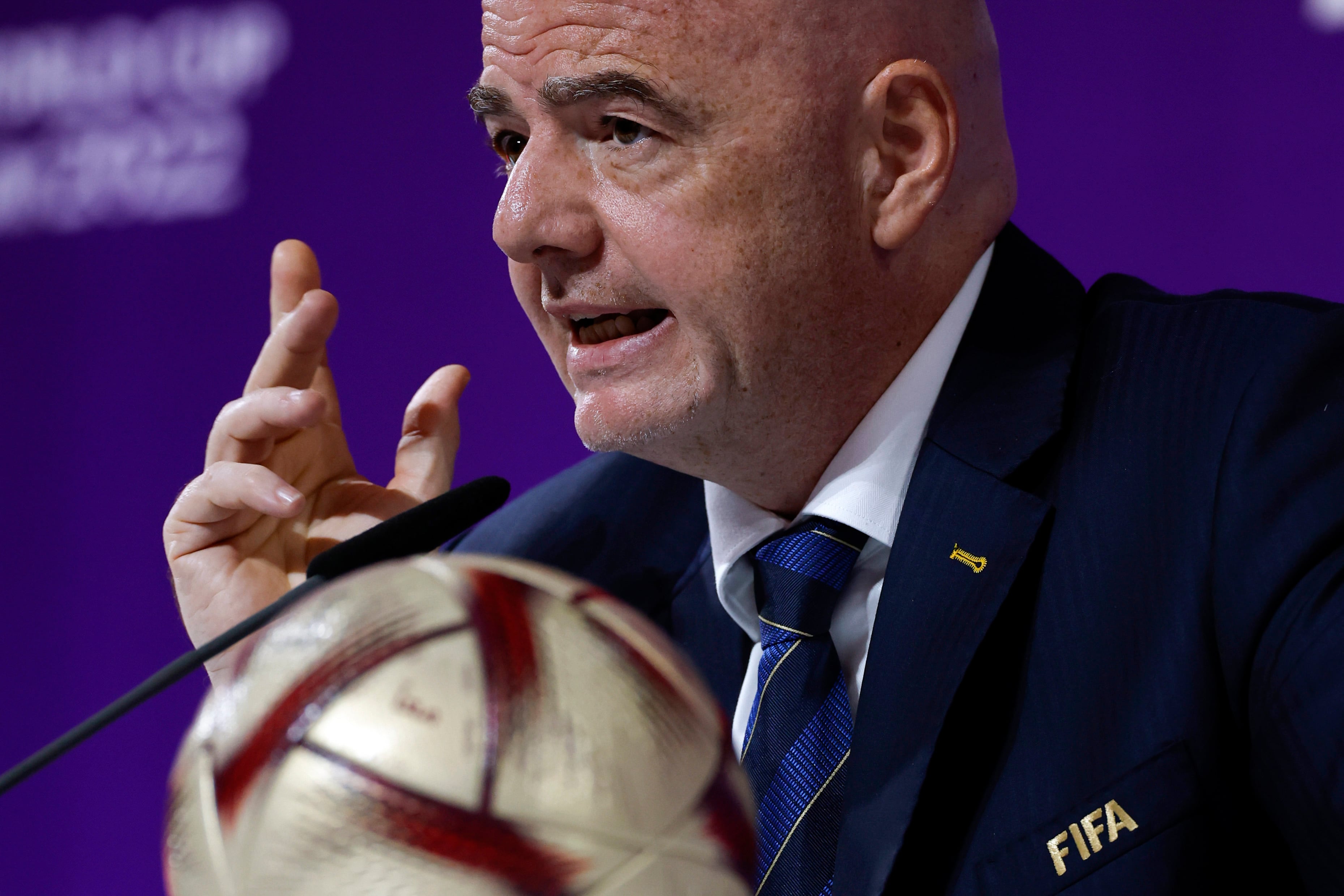 Gianni Infantino, presidente de la FIFA, en rueda de prensa