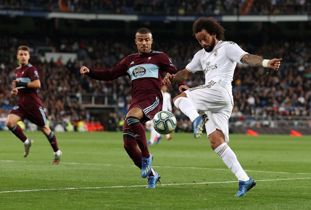 Rafinha Alcántara y Marcelo durante el Real Madrid Celta