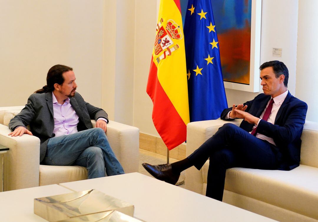 Imagen de archivo de Pedro Sánchez y Pablo Iglesias en Moncloa