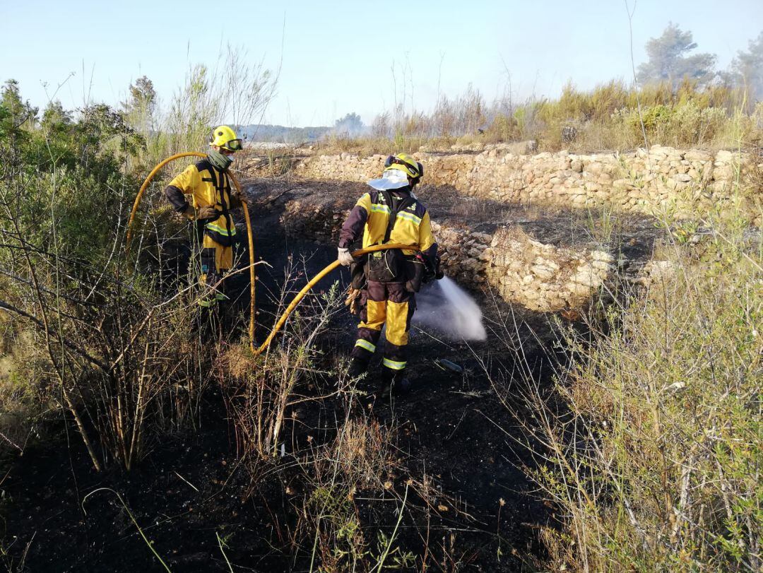 Efectivos del Ibanat en la zona del incendio