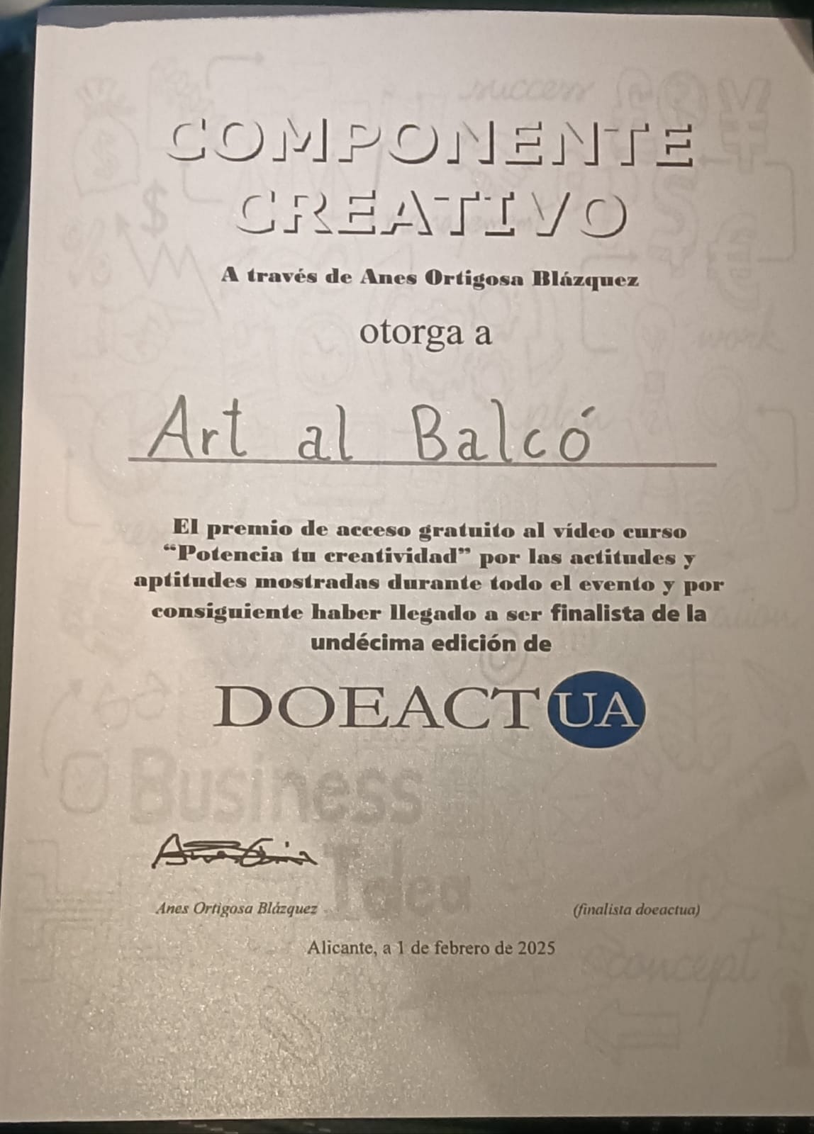 Premio para Art al Balcó