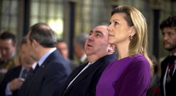 La presidenta de Castilla-La Mancha, María Dolores de Cospedal, durante la misa del Domingo de Ramos en Toledo