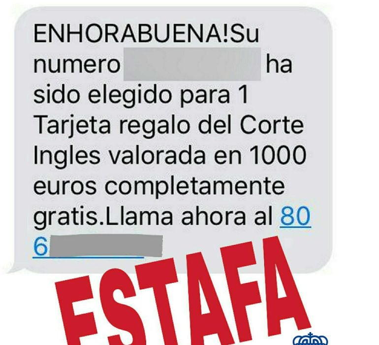 Imagen de uno de los mensaje que recibían las víctimas.