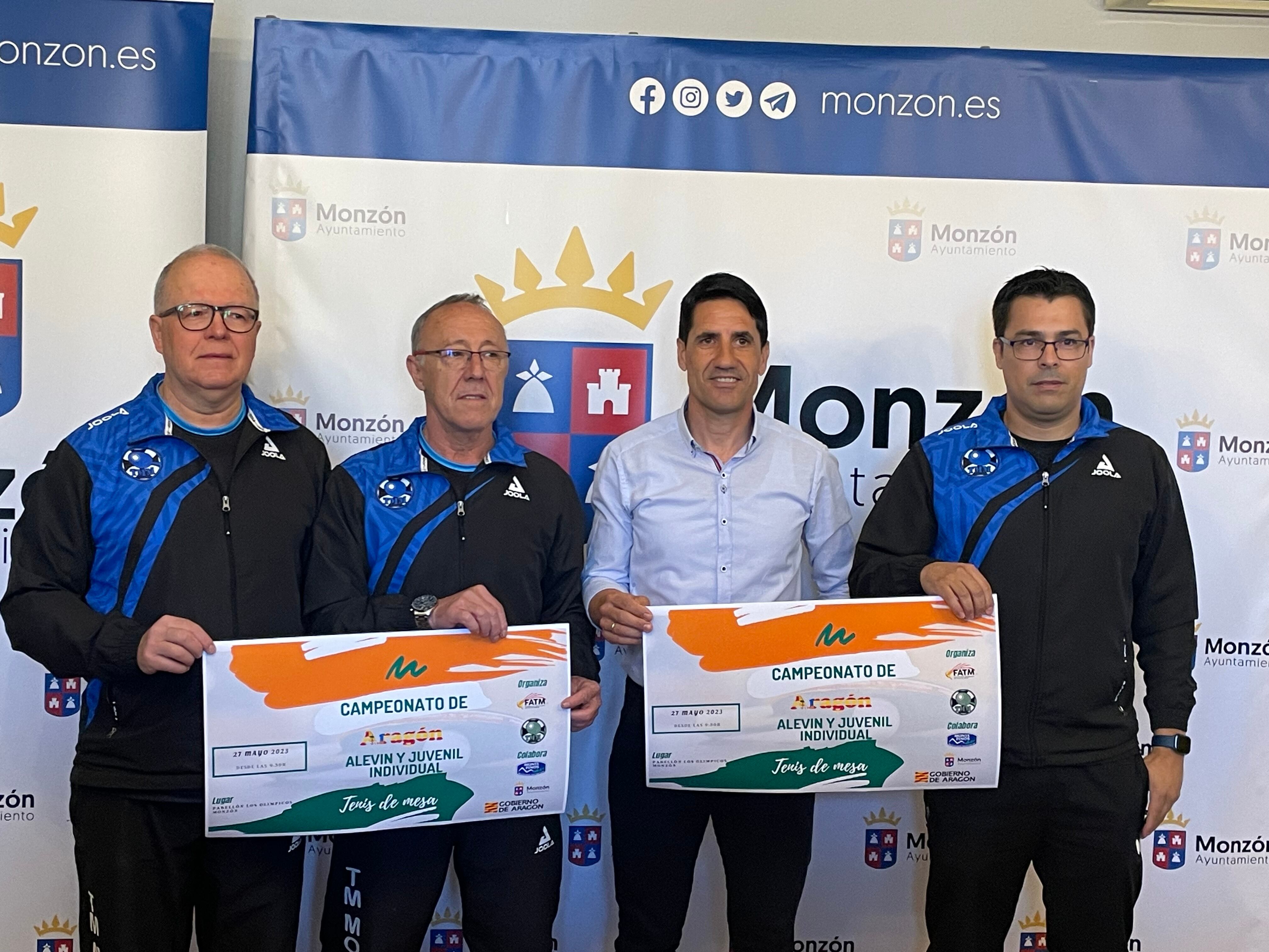 Presentación del Campeonato de Aragón de Tenis de Mesa en alevín y juvenil en Monzón