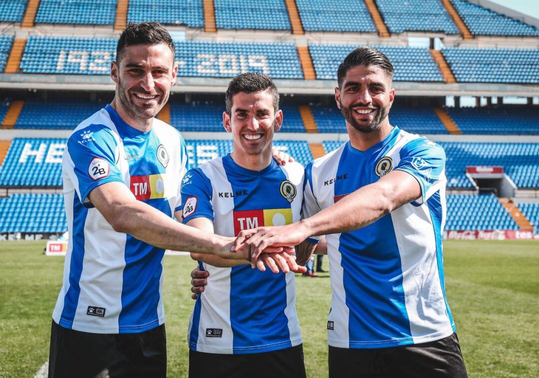 Benja, Alfaro y Jona, jugadores del Hércules