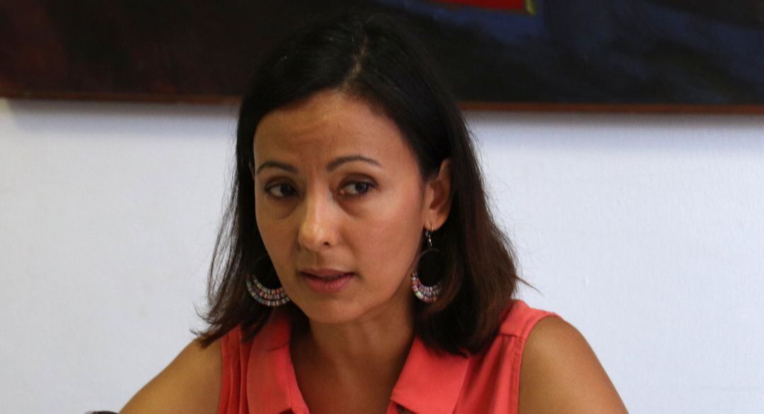 Belén López en una roda de premsa.