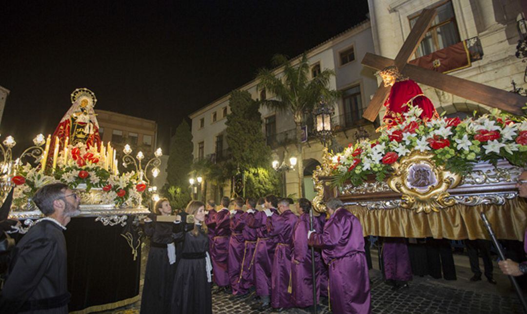 El tradicional Encuentro en Jueves Santo de 2017 en Gandia. 