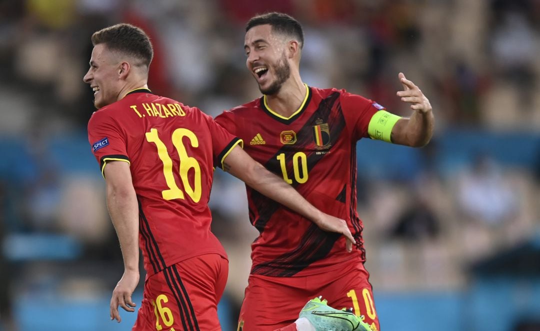 Los hermanos Hazard, en el partido entre Bélgica y Portugal.