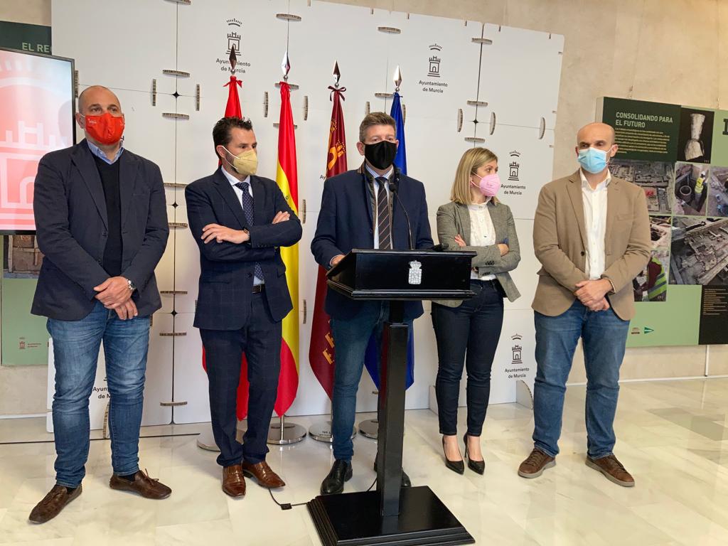 Concejales de Cs tras la Junta de Gobierno de Murcia