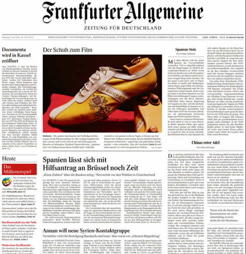 Portada de &#039;Franffurter Allgemeine&#039; (10/06/2012)