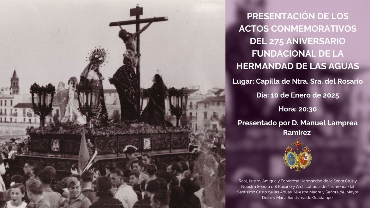 Convocatoria del acto que celebra este viernes la Hermandad de Las Aguas