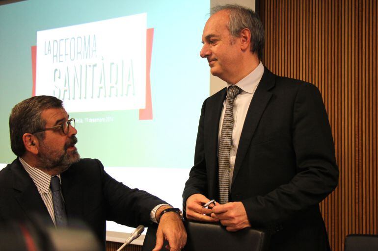 El ministre de Salut, Carles álvarez Marfany, i el president de la CASS, Jean Michel Rascagneras.