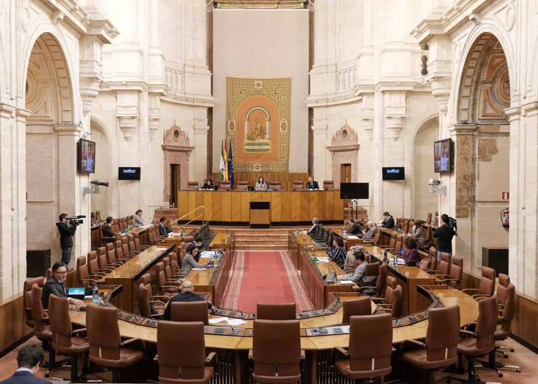 Reunión de la Diputación Permanente en el salón de Plenos del Parlamento de Andalucía. 