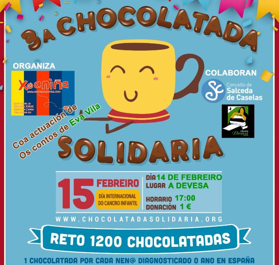 Cartel de la Chocolatada Solidaria en Salceda de Caselas. 