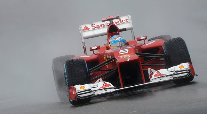 El español, durante la sesión de clasificación del GP de Alemania 2012, que ha estado marcada por la lluvia