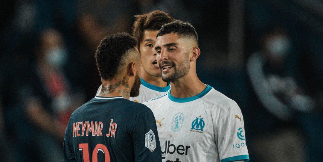 Alvaro González y Neymar, durante el PSG vs Marsella de hace unas semanas