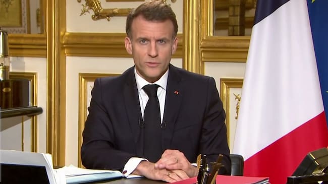 Captura de pantalla del comunicado emitido por el presidente francés, Emmanuel Macron.