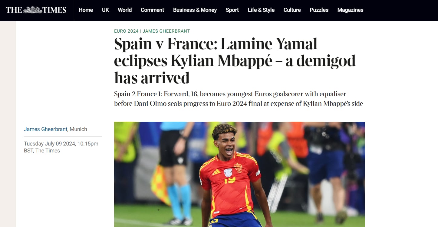 The Times compara a Lamine con Messi y Mbappé.