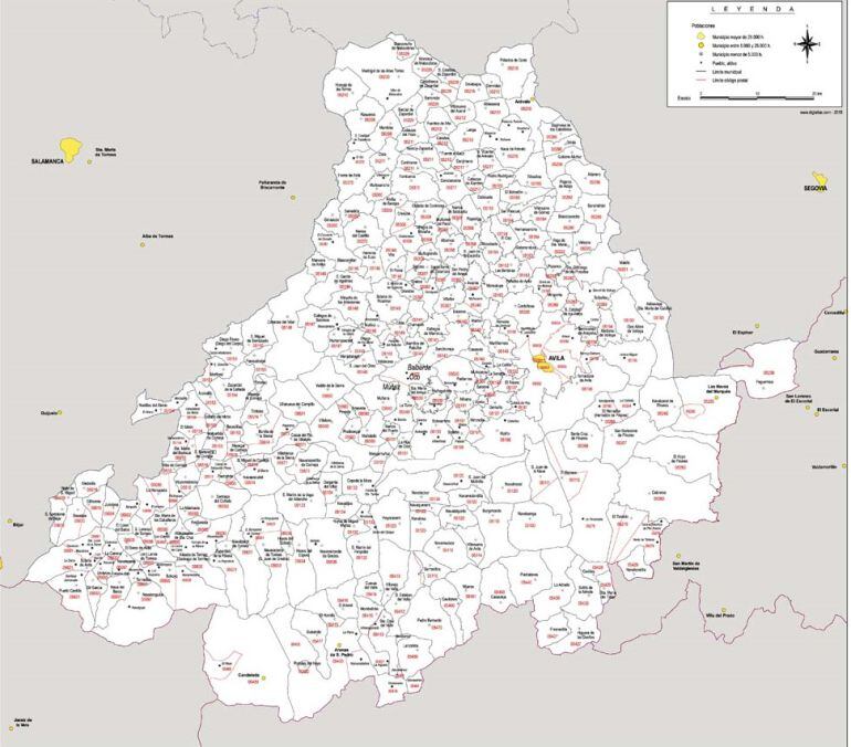 Mapa de la provincia de Ávila