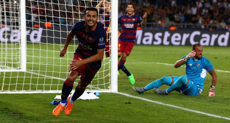 Pedro marcó el gol de la victoria para el Barcelona en la Supercopa de Europa