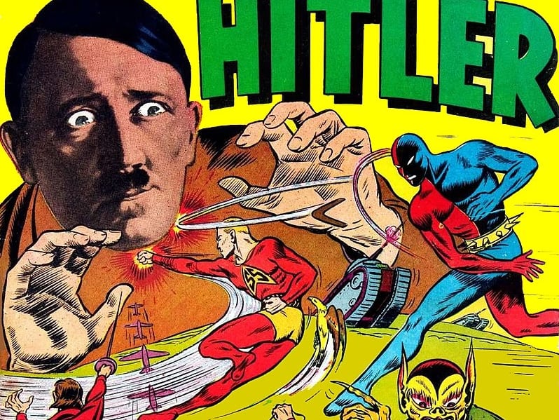 Portada de Daredevil Battles Hitler de julio de 1941.