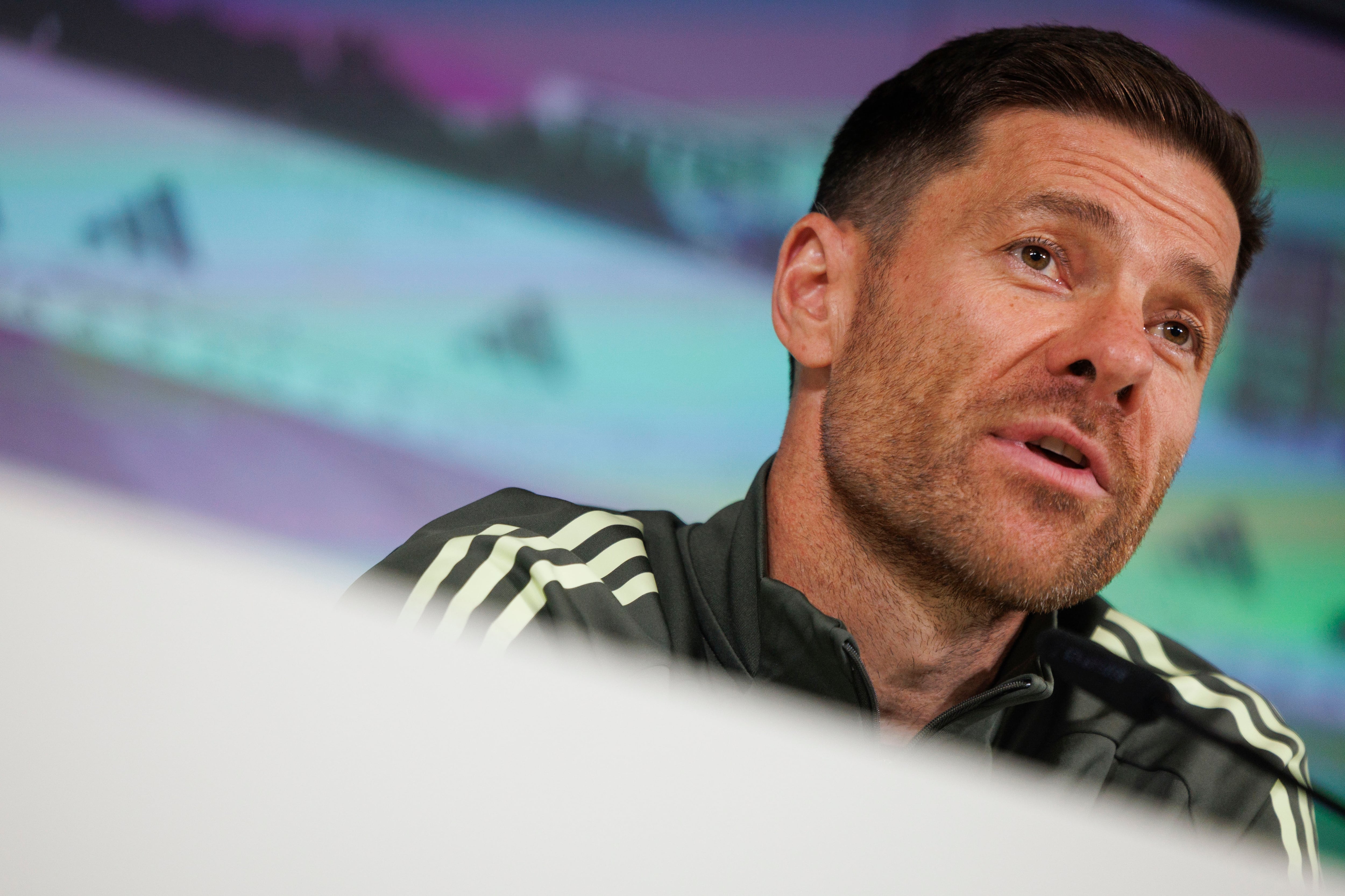 El entrenador del Real Madrid, Xabi Alonso, durante la rueda de prensa