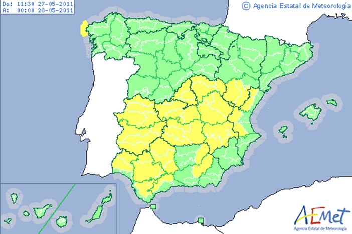 Mapa de alertas de Aemet