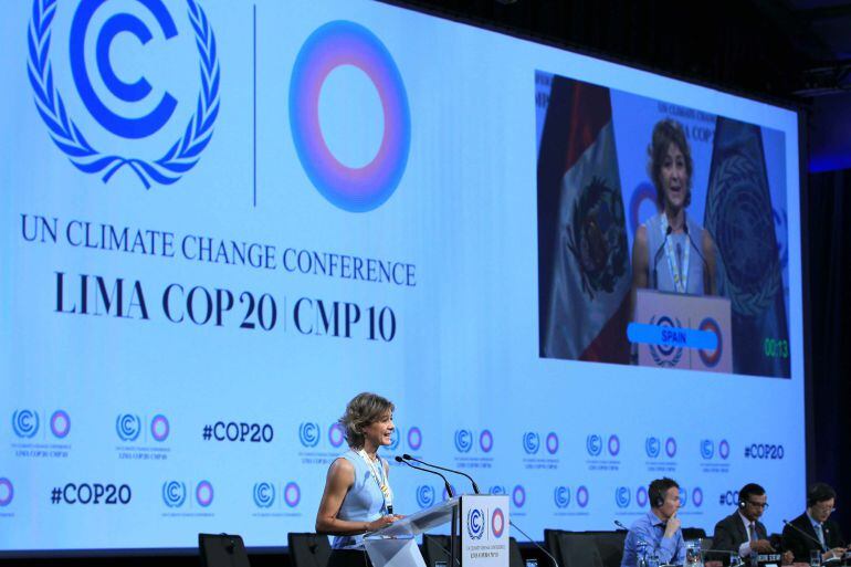 Intervención de la ministra española de Medio Ambiente, Isabel García Tejerina, en el plenario de la cumbre de Cambio Climático de Lima.