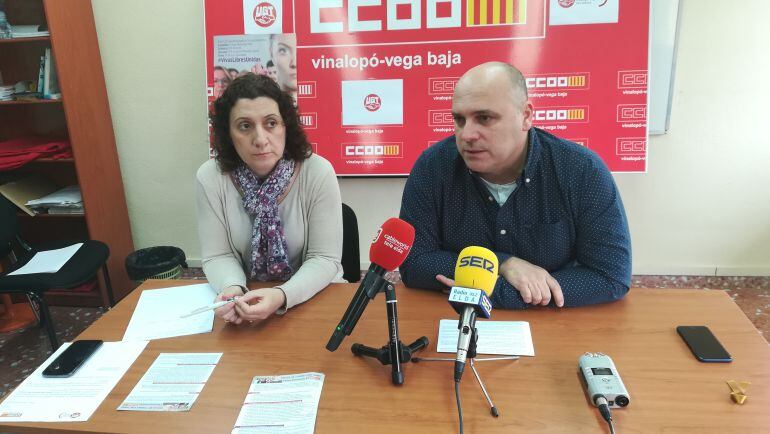 Carmen Palomar (CC.OO.)  e Ismael Senent (UGT) 