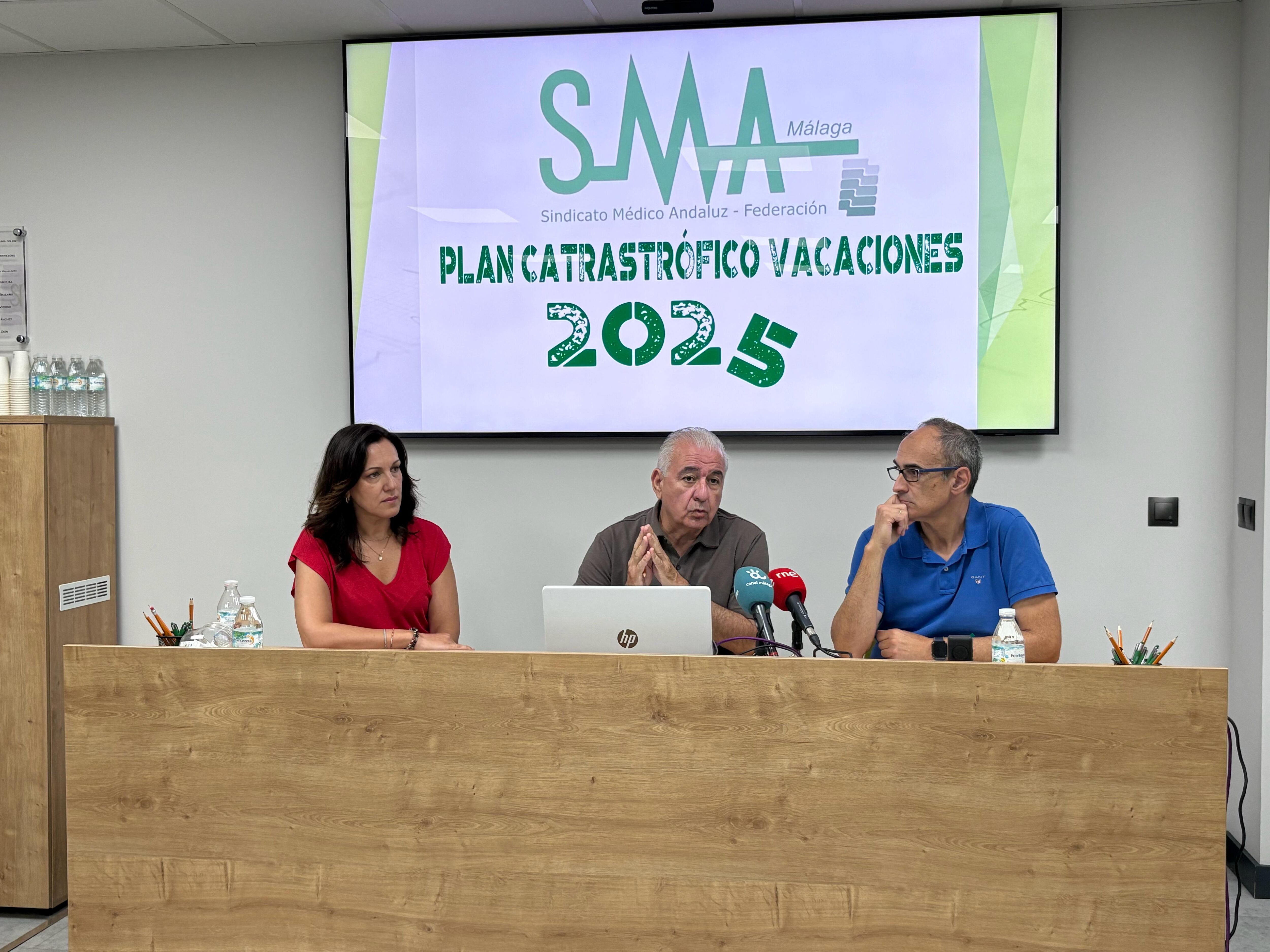 Un momento de la rueda de prensa del Sindicato Médico de Málaga este martes