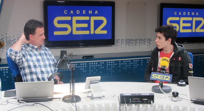 Marc Márquez en 'El Larguero' con José Ramón de la Morena