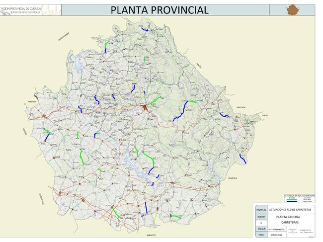 Mapa de carreteras en las que se invertirá en su mejora