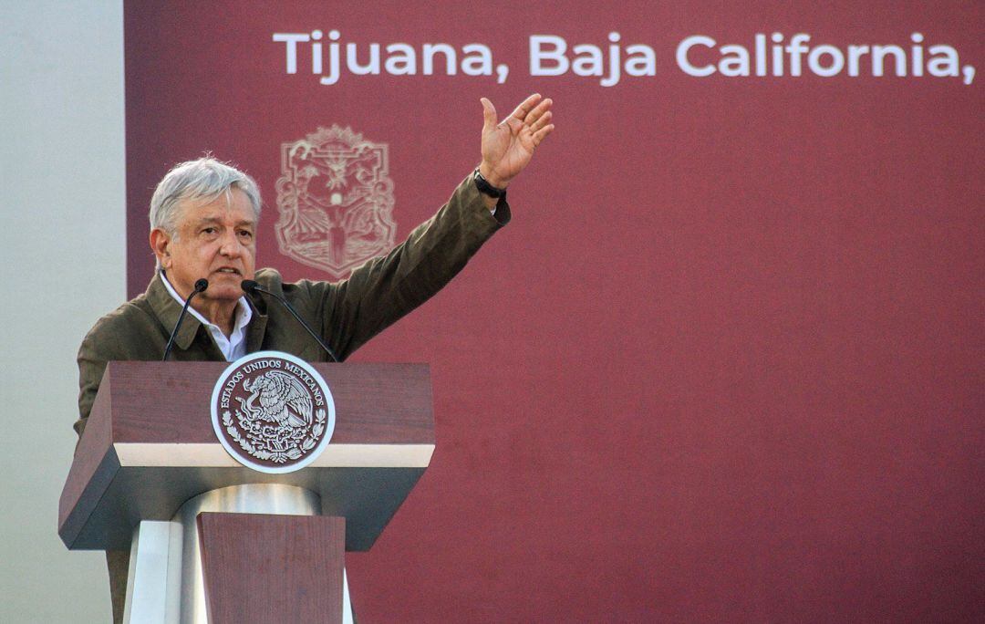 El presidente de México Andrés Manuel López Obrador durante un acto protocolario en la ciudad de Tijuana.