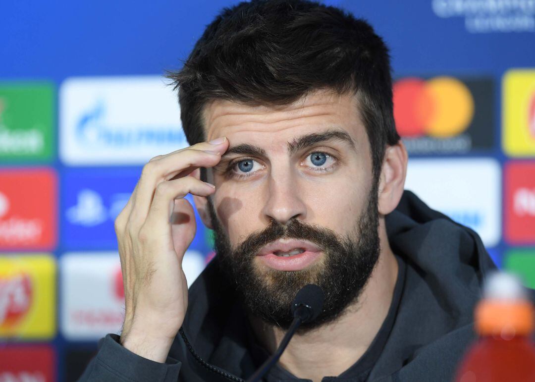 Piqué, durante la rueda de prensa previa al partido frente al Nápoles