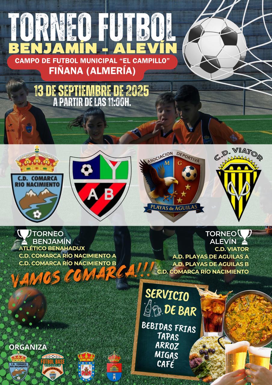 Cartel del torneo que organiza el CD Comarca Río Nacimiento y su Escuela de Fútbol.