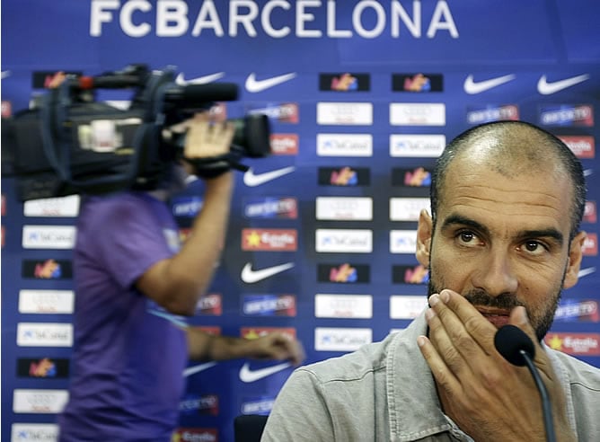 Guardiola, durante una rueda de prensa