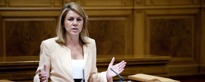 La presidenta de Castilla-La Mancha, María Dolores de Cospedal, durante su intervención en el Debate sobre el Estado de la Región.