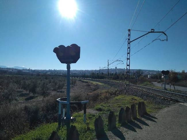 Paso a nivel de la línea Espeluy-Jaén, en Mengíbar