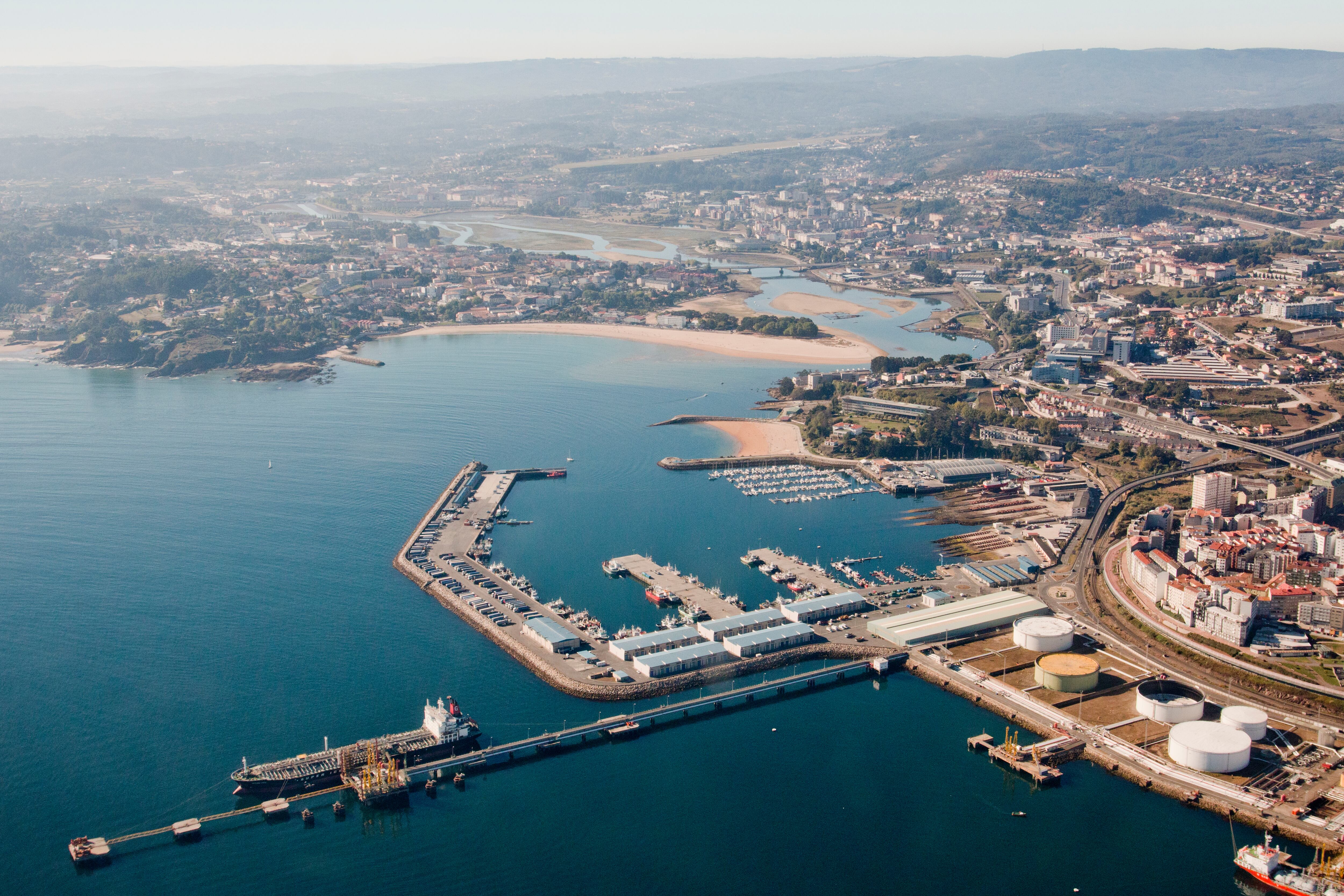 Aerial view of the harbout of thecity of A Coruña, Galicia (Spain).