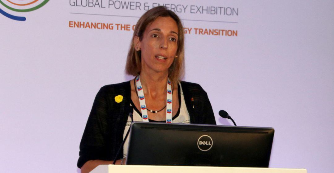 La consellera d&#039;Empresa i Coneixement, Àngels Chacón, en la inauguració del saló GPEX 2018, al recinte Gran Via de Fira de Barcelona, el 17 de setembre