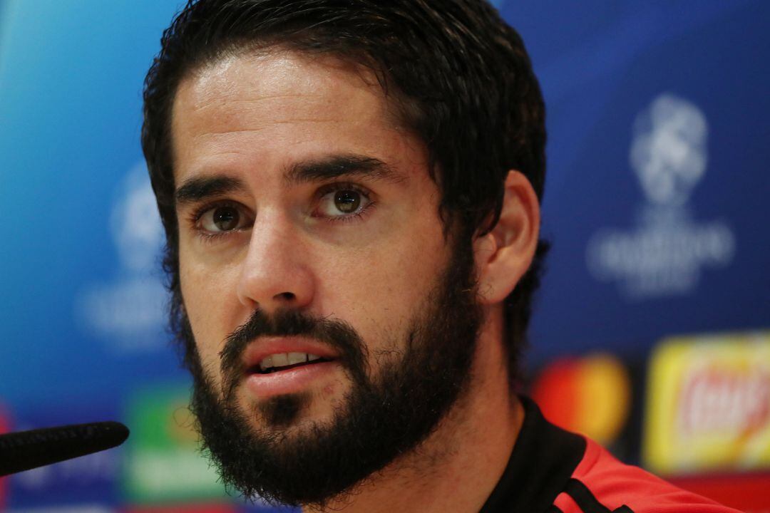 Isco durante la rueda de prensa previa del Real Madrid al encuentro de Champions ante el Viktoria Plzen