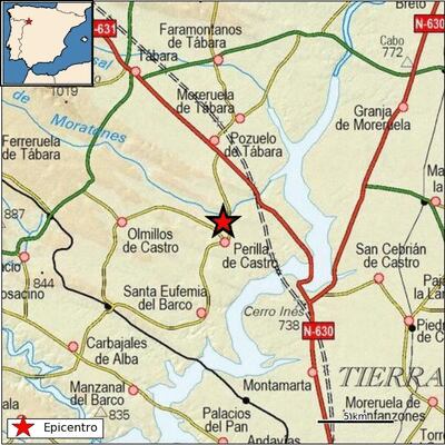 Epicentro del terremoto de Perilla de Castro