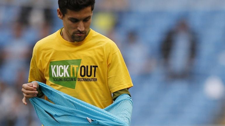 Jesús Navas, antes de uno de sus últimos partidos con el City